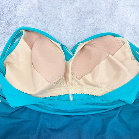 Lands End SlenderSuit Tummy Control Wrap One Piece Swimsuit Ombre Womens 22W DD - Picture 8 of 13